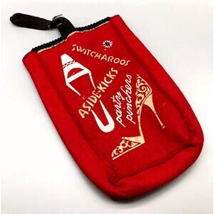 Vintage 1960s red felt Switcharoos Aside-kick Party Pinchers shoe storage bag